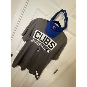 Nike Tee Chicago Cubs Large gray plus sun visor lot bundle